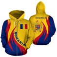 thumbnail image 2 of Sudadera con cremallera y estampado 3D de la bandera de Rumania para hombre, sudaderas con capucha y emblema rumano, sudaderas holgadas de manga larga a la moda para la calle, 2 of 5