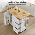 thumbnail image 3 of 54 inch Portable Wooden Kitchen Island Cart Large Capacity with 3 drawers Drop-Leaf Table Spice Rack & Towel Rack for Small Spaces., 3 of 14