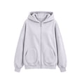 thumbnail image 4 of Arlun Zip up Hoodies for Women 2026 Fall Winter Full Zipper Casual Long Sleeve Sweatshirt Jackets Plus Size Loose Soft Cozy Pure Color Basic Warm Outerwear with Pockets Dark Gray XXL, 4 of 4