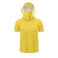 thumbnail image 6 of Fanxing Men Cooling Sun Shirts with Mask Big and Tall Rash Guards Short Sleeve Hoodies Sun Protection Face Cover Yellow,XL, 6 of 9