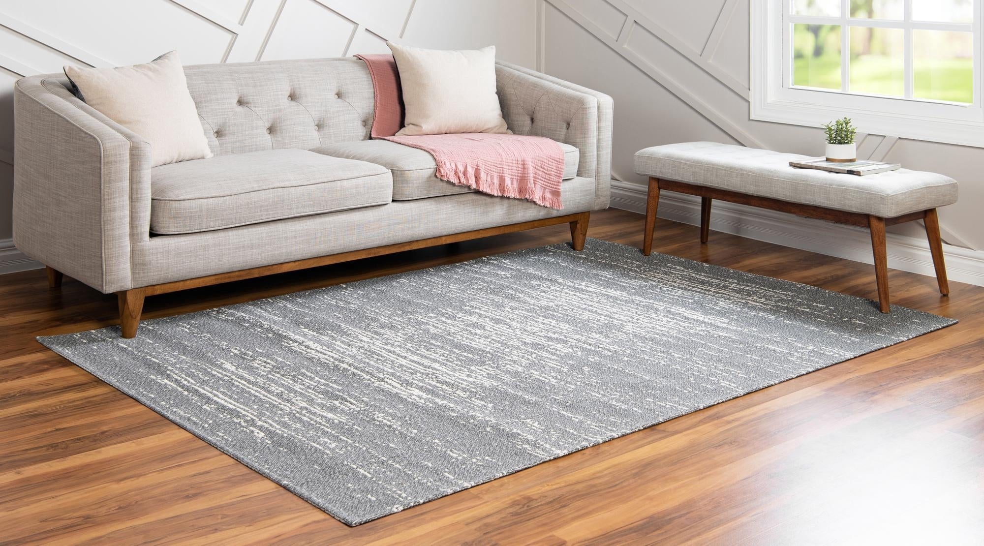 Rugs.com Georgia Collection Rug – 5' x 8' Dark Gray Flatweave Rug Perfect For Living Rooms, Large Dining Rooms, Open Floorplans
