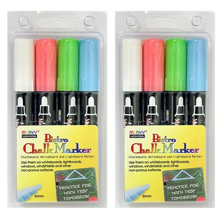 UPC: 0194629047642 | Marvy Uchida Chalk Markers Bullet Tip Assorted 4/Pack 2 Packs (UCH4804ED-2)
