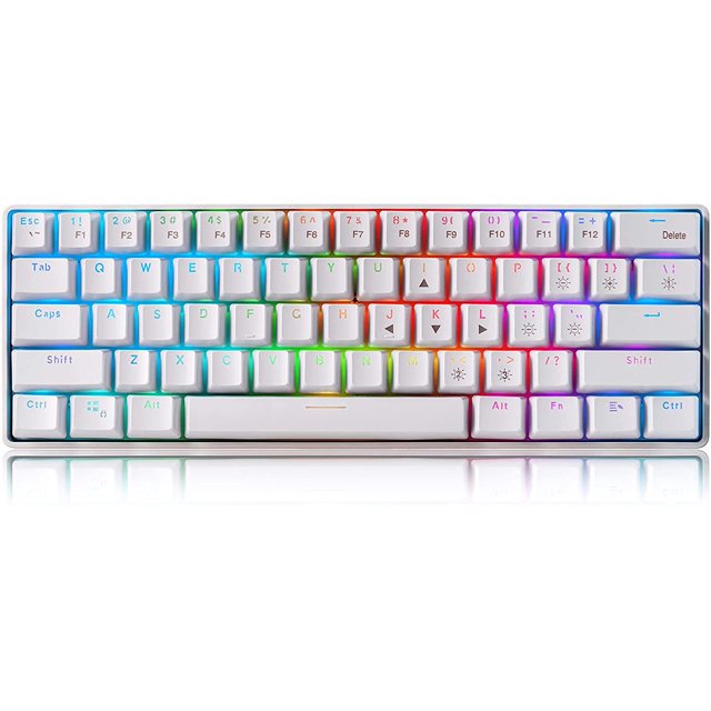 CPDD Clavier de Jeu Filaire 60 %, Rétroéclairé RGB Ultra-Compact Mini Clavier, Étanche Mini Compact 61 Touches Clavier, pour PC/Mac Gamer, Dactylo, Voyage, Facile à Transporter pour Voyage d'Affaires, Blanc