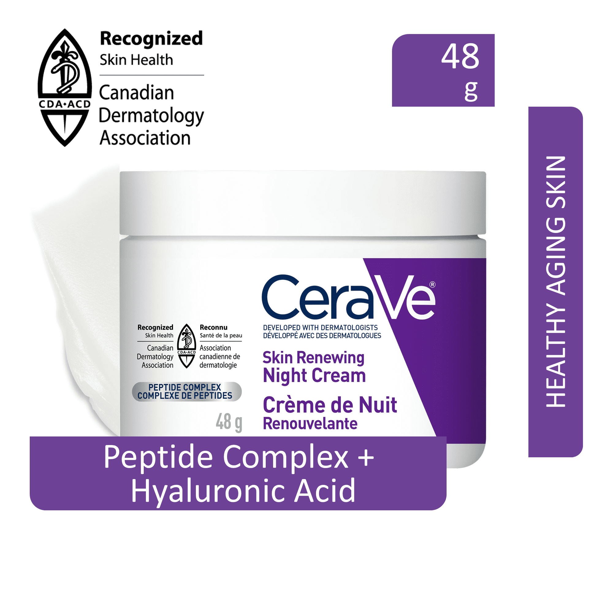 CeraVe Night Cream, Anti-Aging Moisturizer with Peptides and Ceramides to Reduce Fine Lines Overnight, 48g, Anti-Aging Night Cream
