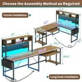 thumbnail image 4 of SEDETA L Shaped Computer Desk, Reversible Corner Desk with Power Outlet and Pegboard, Computer Desk with Led Lights, Keyboard Tray, Headphone Hook and Storage Shelves, Rustic, 4 of 7