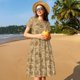 thumbnail image 4 of Balery Brown Flowers Vestidos sueltos de manga corta para mujer, vestidos de verano 2025, vestidos casuales de corte A con vuelo., 4 of 6