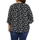 thumbnail image 3 of Blusa de gasa de mujer plus size Agnes Orinda, con cuello en V, manga 3/4, estilo casual de verano, talla 4X, color negro, 3 of 5