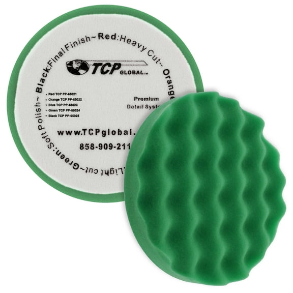 6.5" Green Waffle Soft Polishing Grip Foam Polish Pad, DA Hook & Loop Car Detail