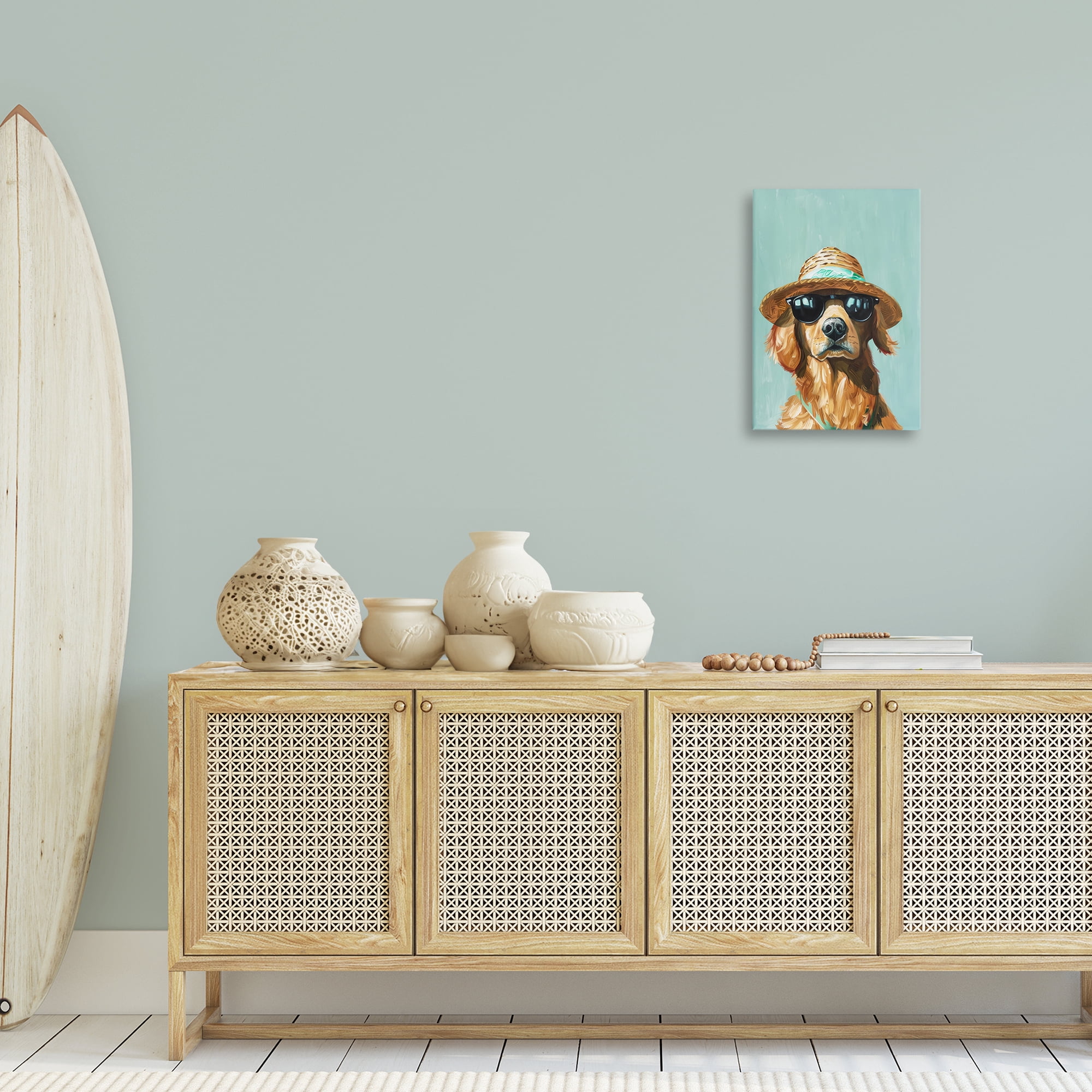 Stupell Industries Beach Ready Dog Animals & Insects Painting Gallery Wrapped Canvas Art Print Wall Art, 16 x 24