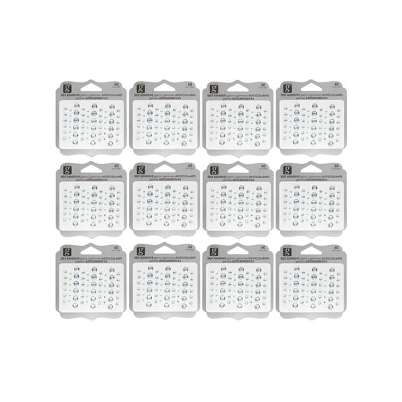 Hampton Art Adhesive Bling, Silver, 12Pc, Gems, Gem Stickers, Jewels, 3D Stickers, Gems For Crafting, Rhinestone Craft Gems, Jewel Jewels For Crafts