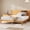 Natural Wood, variant on Papajet Solid Wood Queen Size Bed Frame, Mid Century Modern Bed with Full Panel Headboard, Under-Bed Storage, Dark Walnut