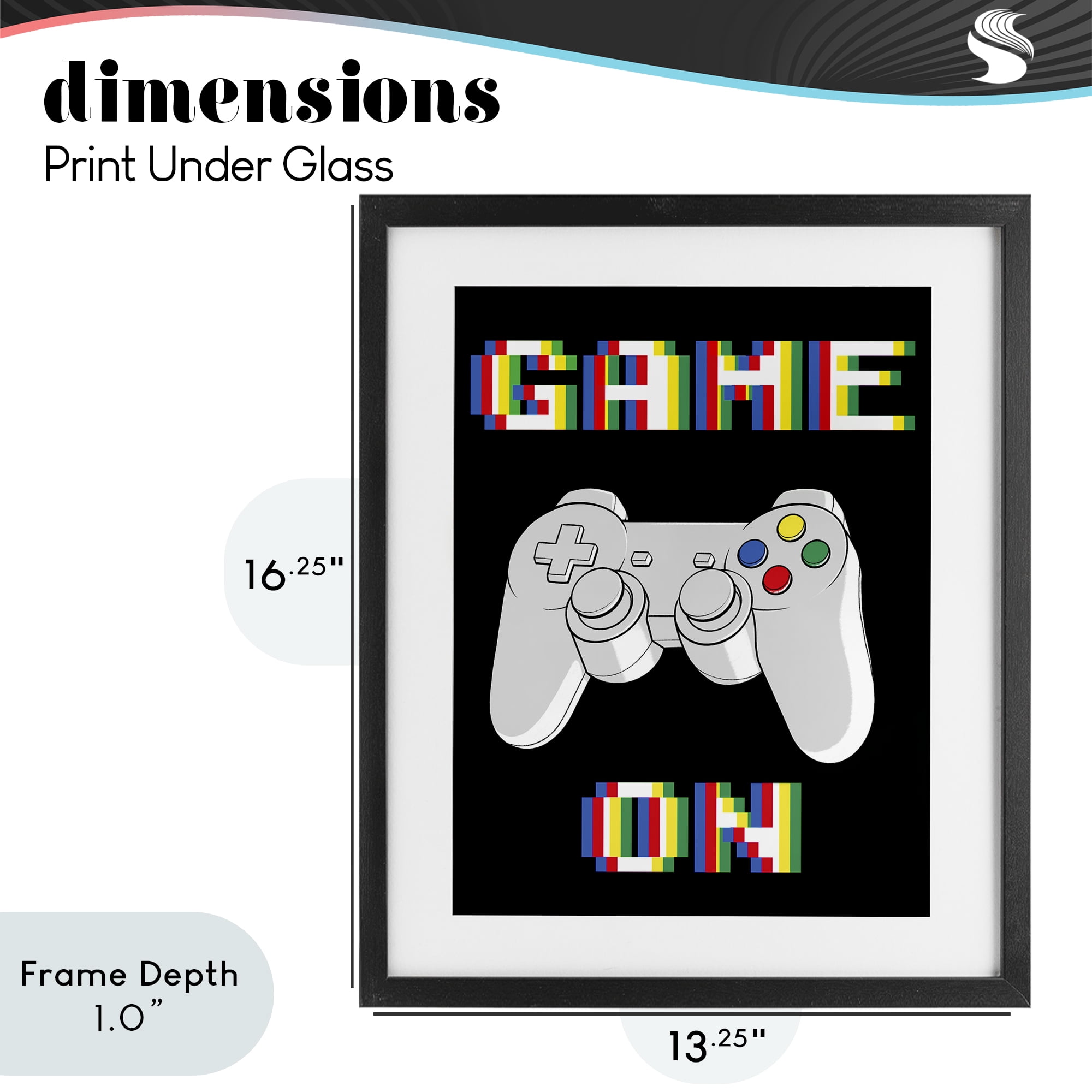 Stupell Industries Colorful Digital Game On Black Framed Print Under Glass, design by Marcus Prime