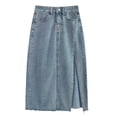 thumbnail image 3 of Tennis Skirts for Women Summer Skirt Women's Denim Side Slit High Waist A Line Skirt For Casual Commute Platform Competition Blue XL, 3 of 3