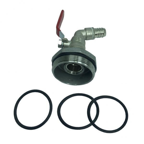 2x Adaptador IBC para Bidón de 200 / 210 litros de Latón + Acero Galvanizado Rosca 58mm G2 '' Boquilla 45 degree de Diametro 16mm shamjiam Válvula de tambor de aceite de agua de 1 pieza