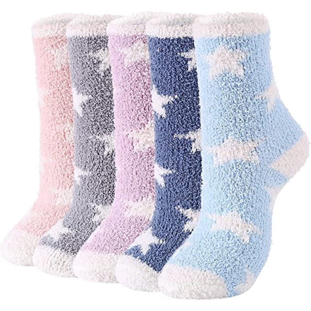 Calcetines de mujer Invierno Cálido Acogedor Suave Interior 5 pares oso de fresa Electrónica