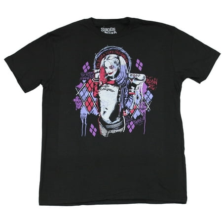 Harley Quinn (DC Comics) Mens T-Shirt - Bad Girl Stained Glass Standing