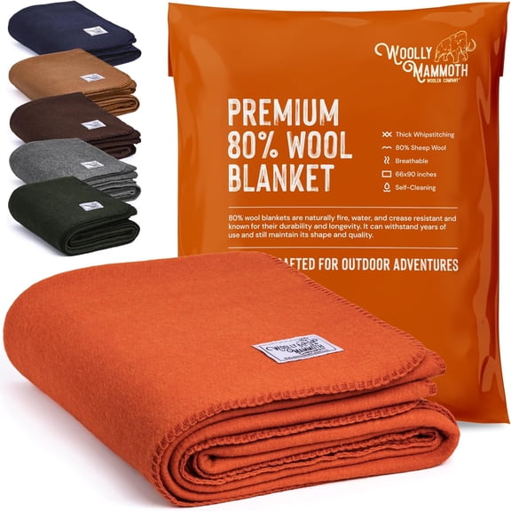 Merino Wool Blanket - Large 66" x 90", 4LBS Camp Blanket | Throw for The Cabin, Cold Weather, Emergency, Dog Camping Gear, Hiking, Survival, Army, Outside, Outdoors Tan