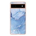thumbnail image 3 of Designed for Google Pixel 6a Marble Case, Ultra Thin Girls Women Plating Marble Designed Flexible Soft TPU IMD Marble Protective Case Cover for Google Pixel 6a - Blue, 3 of 6