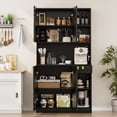 thumbnail image 3 of Feishominoo 70" Kitchen Pantry Cabinet with Storage, High-Glossy Pantry Hutch with Charging Station for Kitchen Dining Room, Black, 3 of 8
