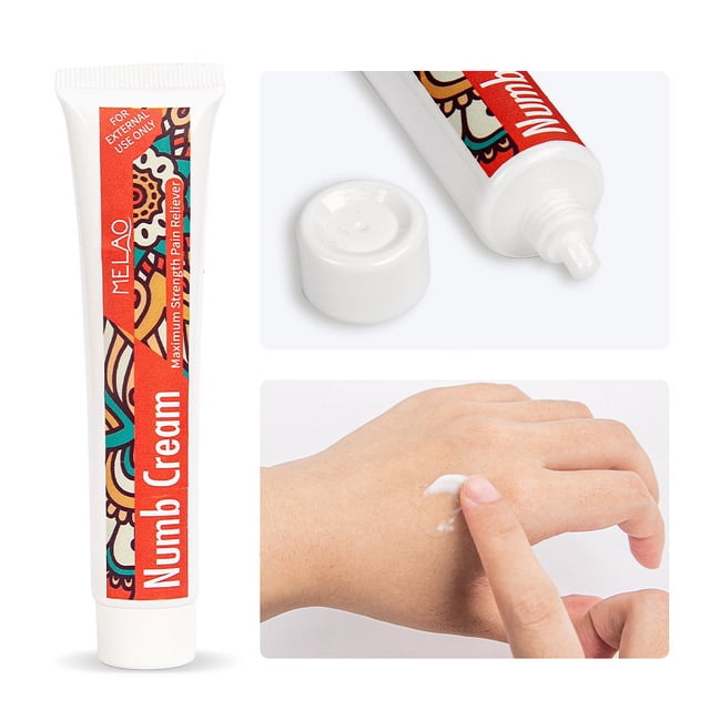 JM Crema anestésica para tatuajes antes del tatuaje, inodoro y no grasoso, crema anestésica indolora para tatuajes de 6 a 8 horas (1,06 oz) JM