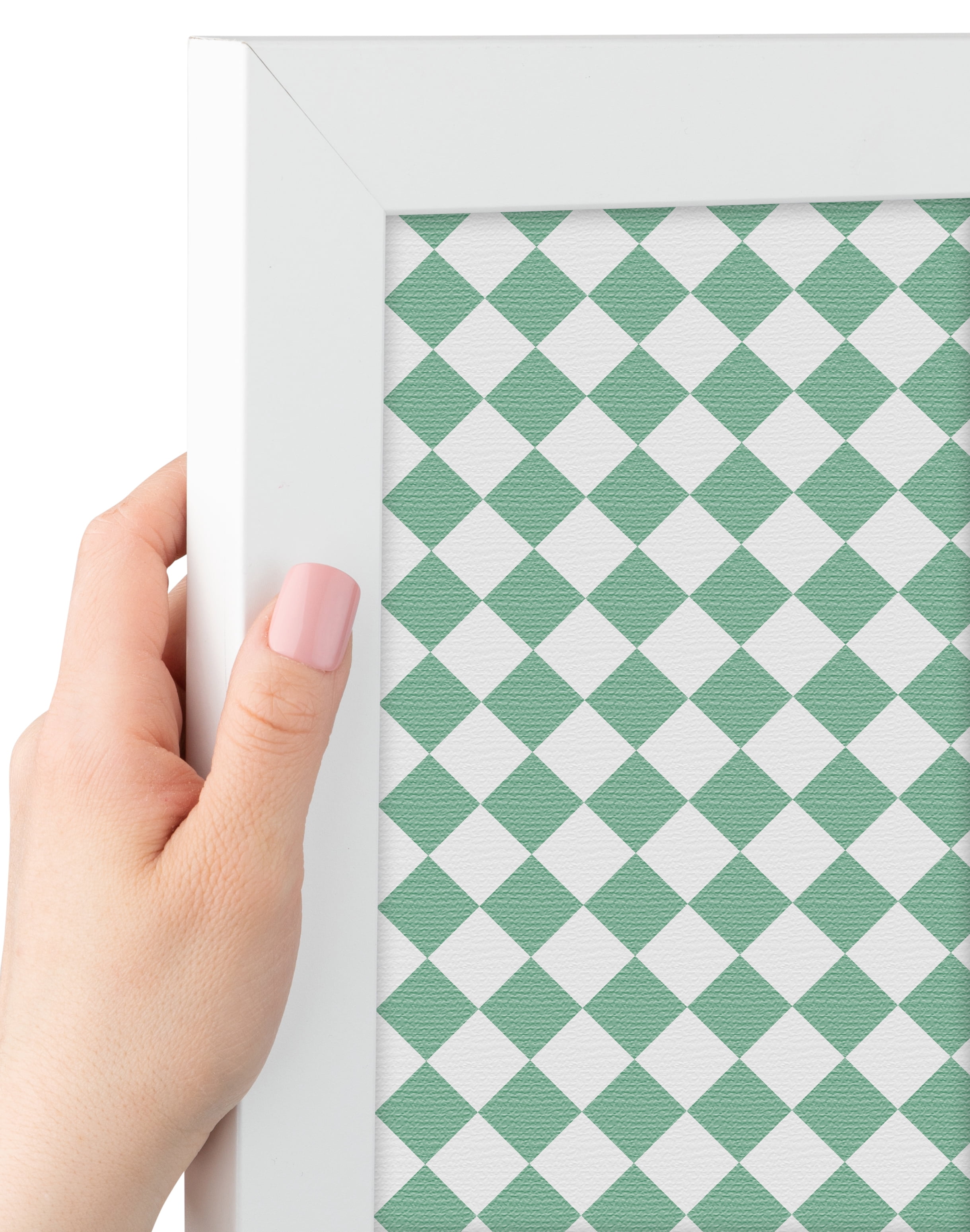 PinPix 16x12 Custom Cork Bulletin Board Green - White Diamond Poster Board Has a Fabric Style Canvas Finish, Framed in Green - White Diamond, by ArtToFrames (PinPix-330)