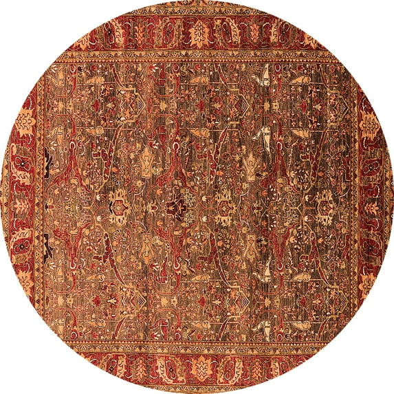 Ahgly Company Indoor Round Oriental Orange Traditional Area Rugs, 3' Round