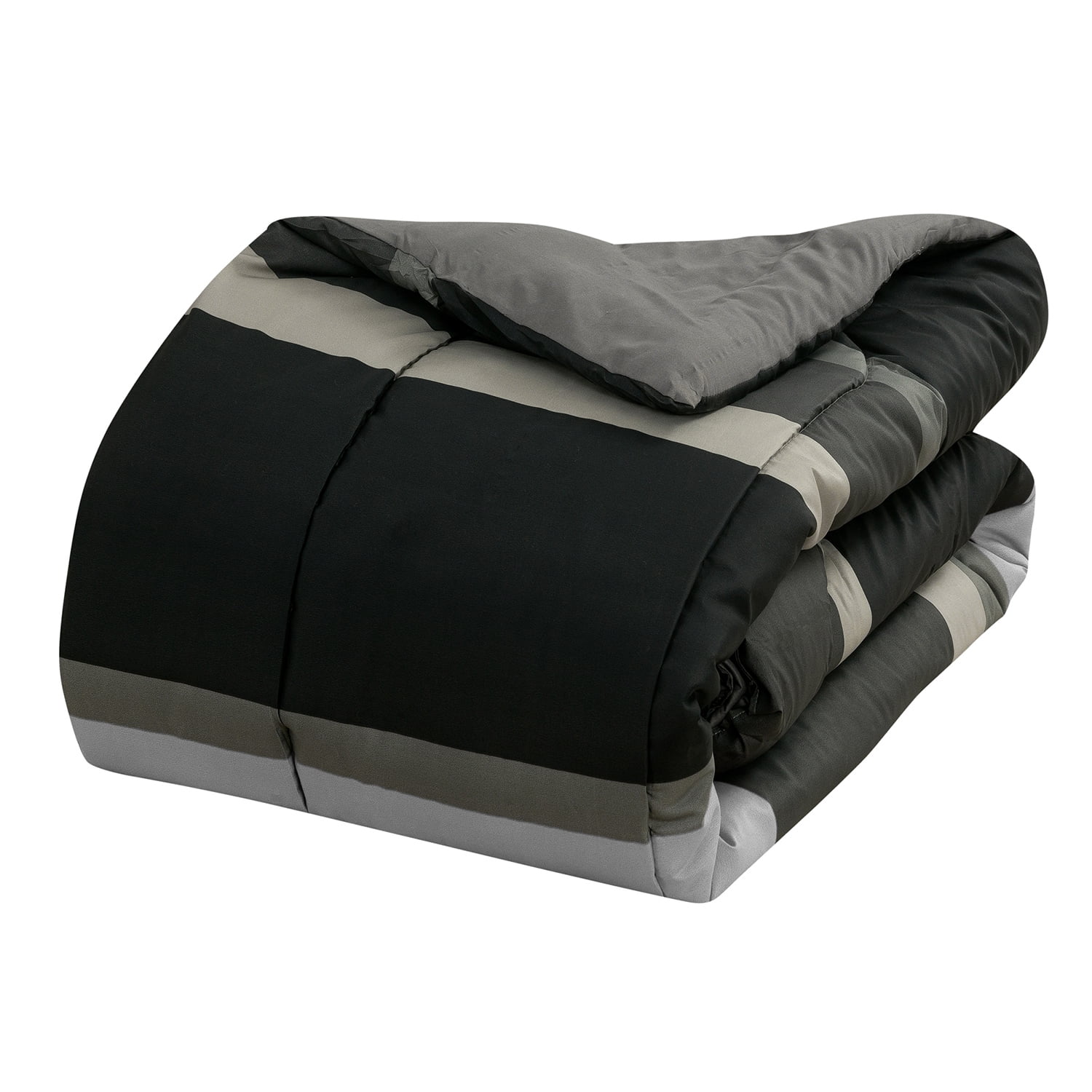 Rugby Stripe Bed-in-a-Bag Set - Grey - Twin