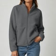thumbnail image 2 of Fleece Jacket Women Fashion Full Zip Stand Collar Casual Long Sleeve Soft Warm Jacket Outdoor Travel Tops, 2 of 9