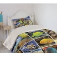 thumbnail image 2 of Ambesonne Tropical Quilted Coverlet 2 Pcs, Collage of Underwater, Twin Size, Yellow Blue, 2 of 5