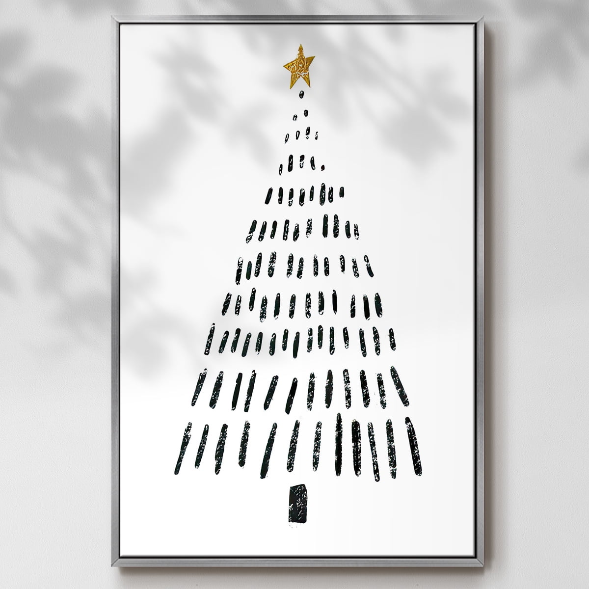 Christmas Tree - Framed Gallery Wrapped Holiday Canvas - 17 x 25 - Silver Frame