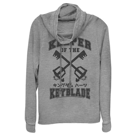 Junior's Kingdom Hearts 1 Clashing Blades Cowl Neck Sweatshirt Gray Heather X Large