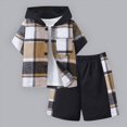 thumbnail image 2 of Xudanell Baby Outfits Boy Plaid Color Toddler Football Outfit Hooded 2 Piece Summer Sets 2-9t Boys Clothes, 2 of 9