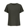 thumbnail image 4 of Oversized T-Shirt for Women Plus Size Ribbed Top Solid Color Crew Neck Loose Athletic Workout Shirt, 4 of 8