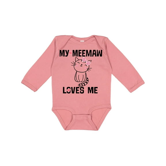 Inktastic My Meemaw Loves Me Girls Gift Girls Long Sleeve Baby Bodysuit