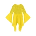 thumbnail image 6 of YiZYiF Womens Sequins Chiffon Praise Dance Tunic Overlays Tops Flare Sleeve Worship Dancewear Yellow XL, 6 of 7