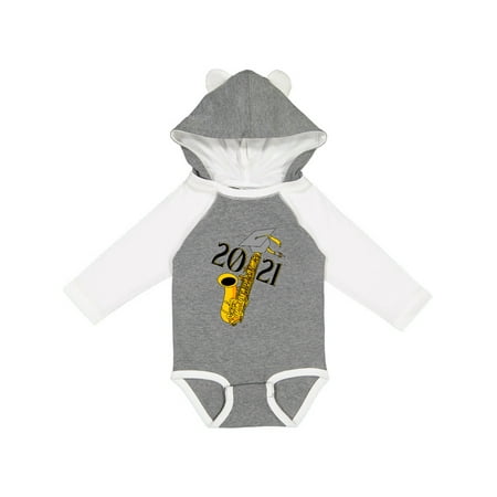 

Inktastic Saxophone 2021 Graduation Gift Baby Boy or Baby Girl Long Sleeve Bodysuit