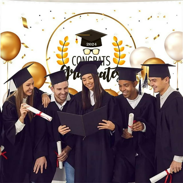 Seasonal Savings,Graduation Decorations, Photo Backdrop, Easy Assemble, Elegant Design, For Graduation Party, Customizable Template, Celebrate Achievement, 2025 Theme | 100%Polyester, Multicolor