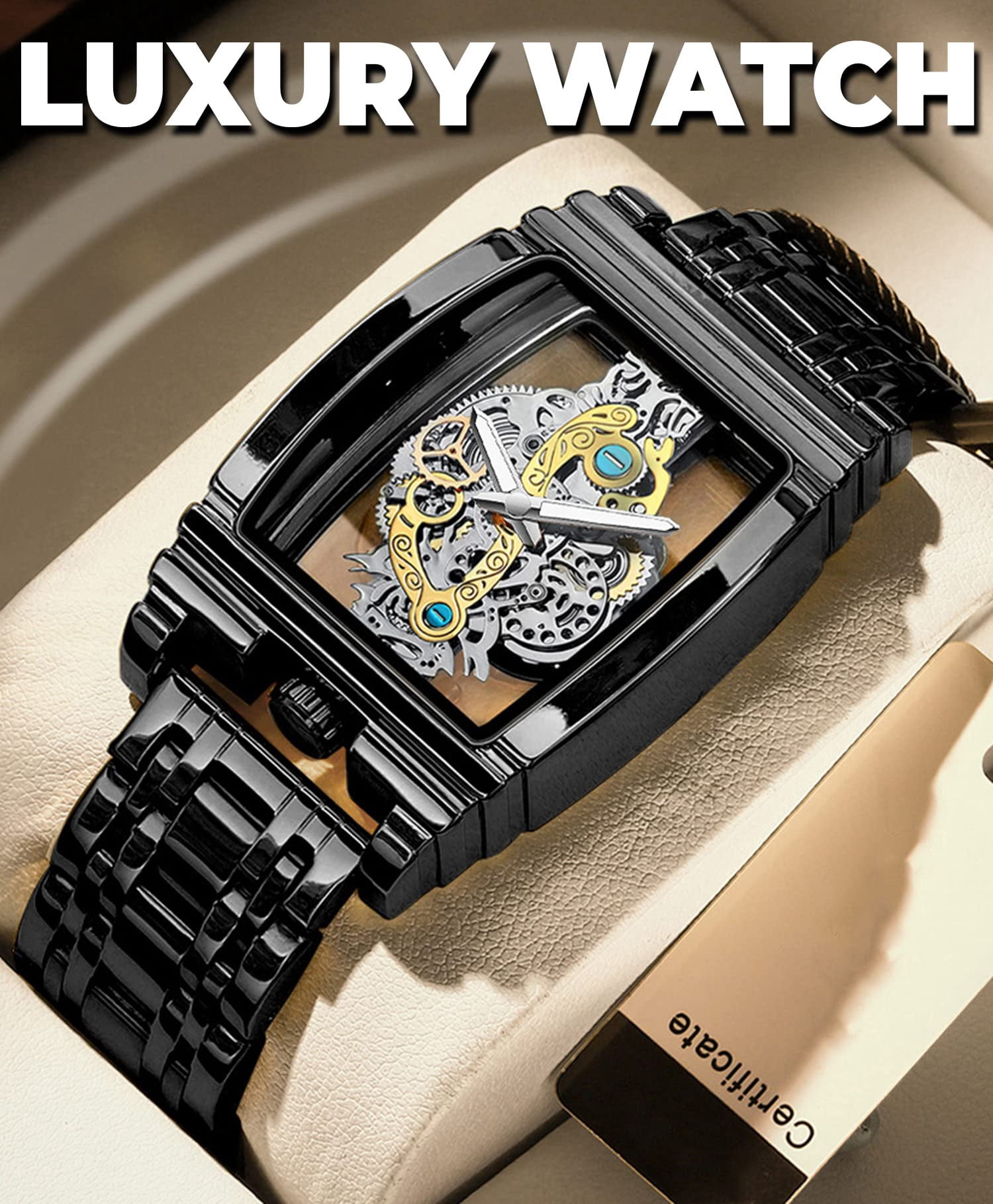 Skeleton Watch for Men - Stainless Steel, 30M Water Resistant, Luminous Markers | Stylish Business Watch