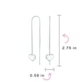 thumbnail image 4 of Bling Jewelry Womens Lightweight Long Flat Heart Chain Threader Earrings Sterling Silver U Hook, 4 of 4