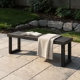 thumbnail image 2 of GZXS Modern Outdoor Dining Bench, 60" Slatted Acacia Wood Bench, Backless Patio Seating for Dining Area, Entryway, Porch or Backyard, Dark Gray, 2 of 8