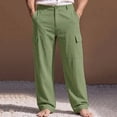 thumbnail image 4 of Ceisia Men Cargo Pants Linen Cotton Multi Pockets Straight Leg Loose Fit Casual Outdoor Daily Long Trousers Gift, 4 of 9