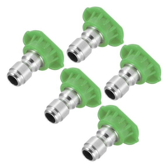 Unique Bargains 5 Pcs 25 Degrees High Pressure Washer Spray Nozzle Tips Quick Connector Green