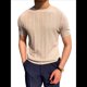 thumbnail image 1 of Camiseta Informal de Punto Acanalado de Corta con Cuello Redondo y Bajo Fino para Hombre, Color Liso Albaricoque XL, 1 of 10