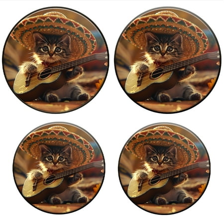

Bahomeck Electric Stove Burner Covers Set Of 4 Kitten Wearing Sombrero And Playing Guitar Metal Gas Stove Burner Covers Protecting Gas Stoves 8 Inch And 10 Inch