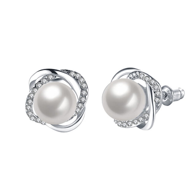 Fiudx Un Par de Pendientes de Perlas En Forma de Rosa para Mujer, Joyería, Regalo de Boda