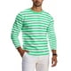 thumbnail image 3 of Ceisia Men's Spring Fall Casual Regular Fit Crew Neck Long Sleeve T-Shirt Multi-Color Striped Cotton-Like Jersey Stretch Fabric Mint Green XL Gifts, 3 of 6
