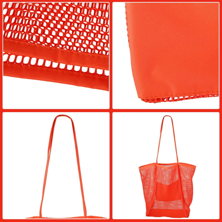 Mesh Beach Bag Toy Tote Handbag Storage Net Portable Pockets Foldable Swim