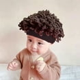 thumbnail image 4 of Generic Children's Beach Hats Toddler Babys Boys Girls Woollen Hat Super Cute Wig Hat Kids Knitted Hat Winter Warm Pullover Hat for Fashion Casual Four Seasons Caps(One Size,Coffee), 4 of 5