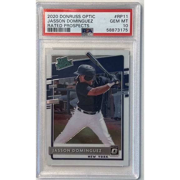 Graded 2020 Panini Donruss Optic Jasson Dominguez #RP11 Rated Prospects Rookie RC Baseball Card PSA 10 Gem Mint