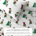 thumbnail image 3 of Great Bay Home Christmas Flannel Sheet Set - 100% Turkish Cotton - Double Brushed - King, Christmas Elves, 3 of 5